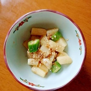 長芋とオクラの味噌炒め